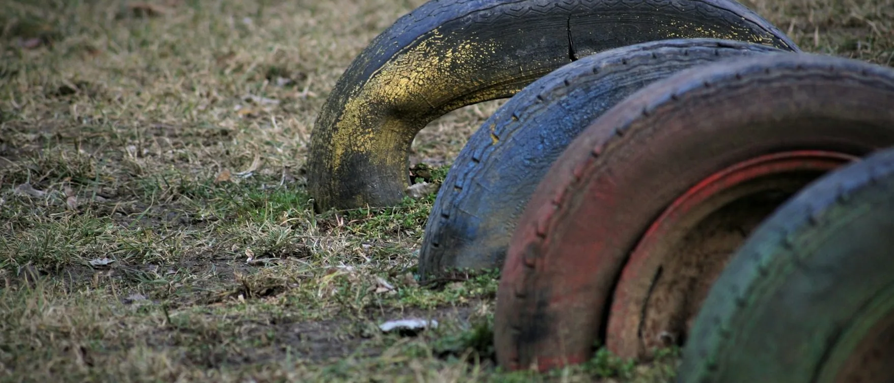 an old tyre against a wall