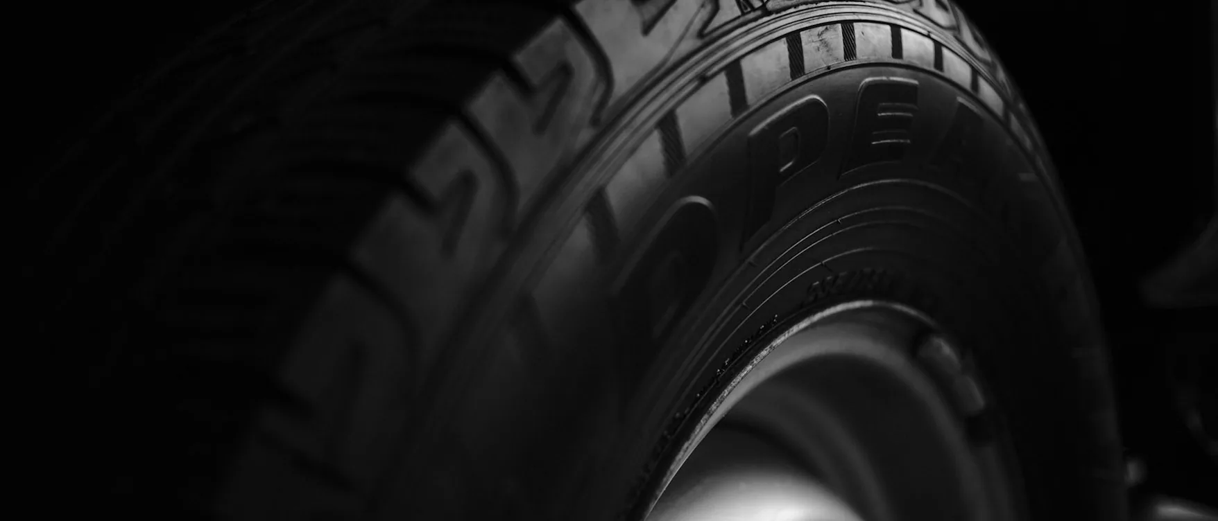 a tyre, close and low