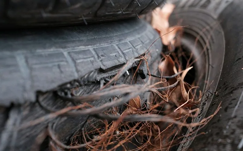 an old cracked tyre — article card