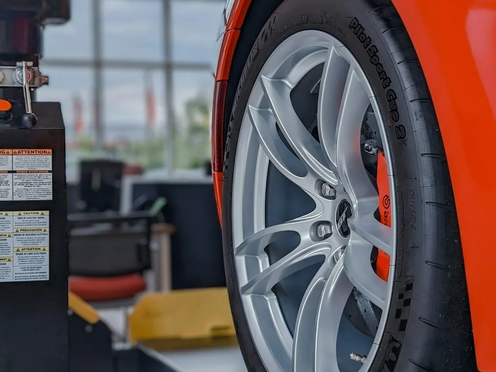 a wheel being fitted