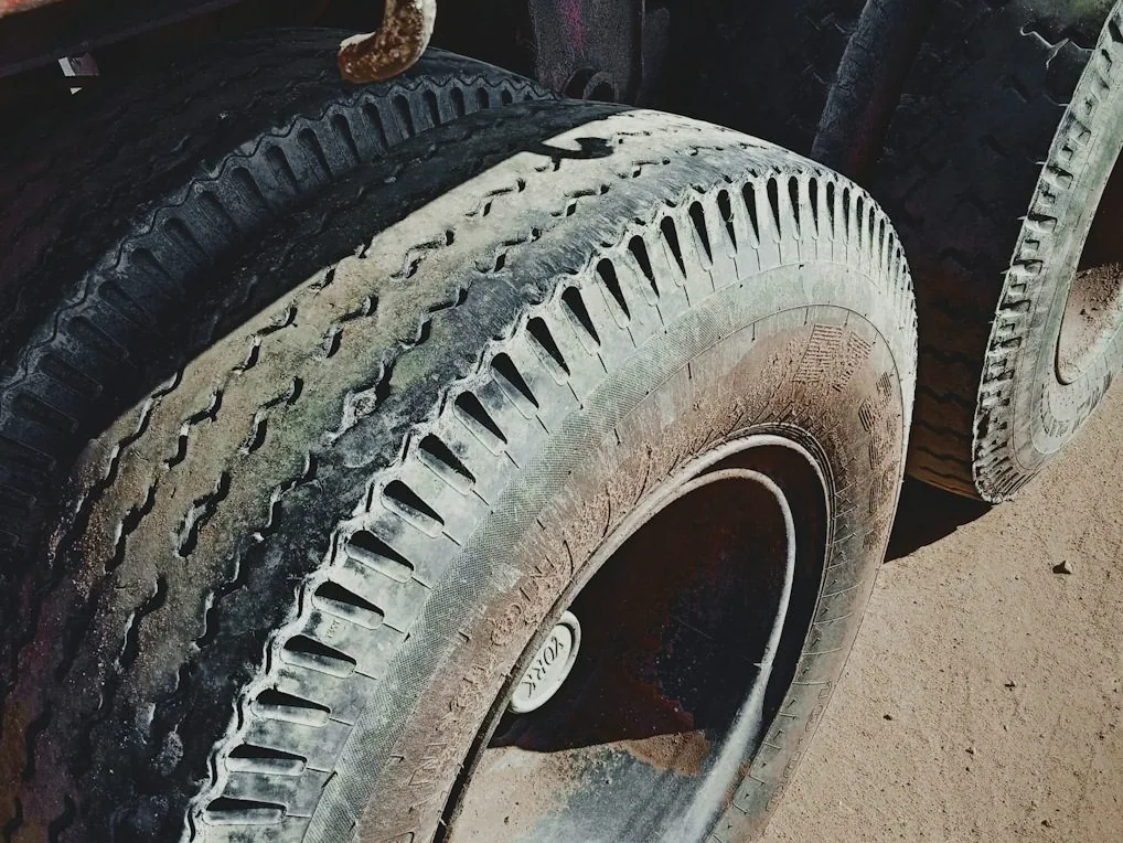 van tyres, close