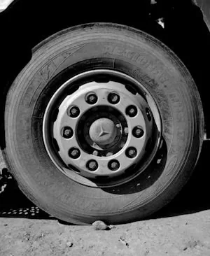 a flat tyre on a car